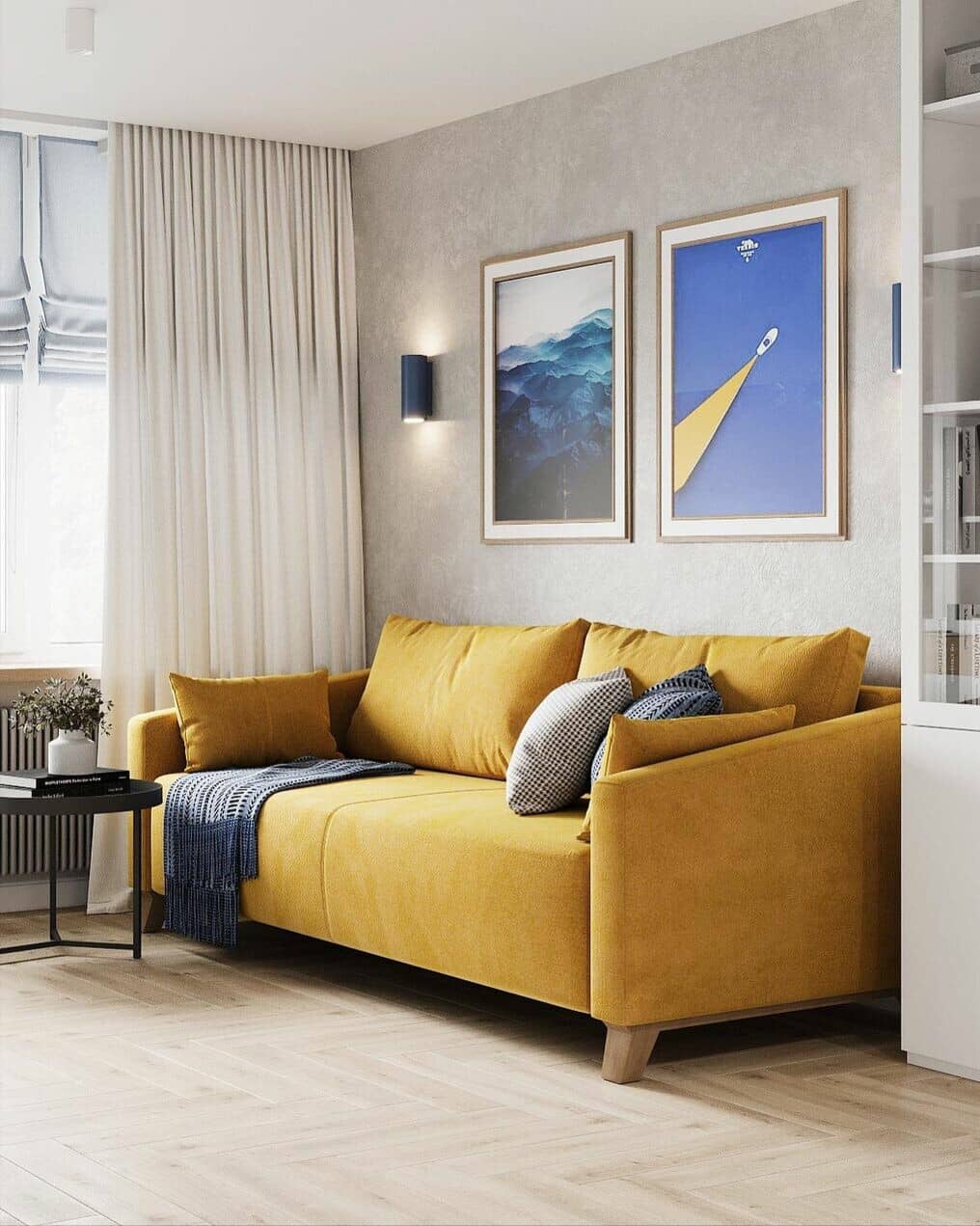 Желтый диван в квартире