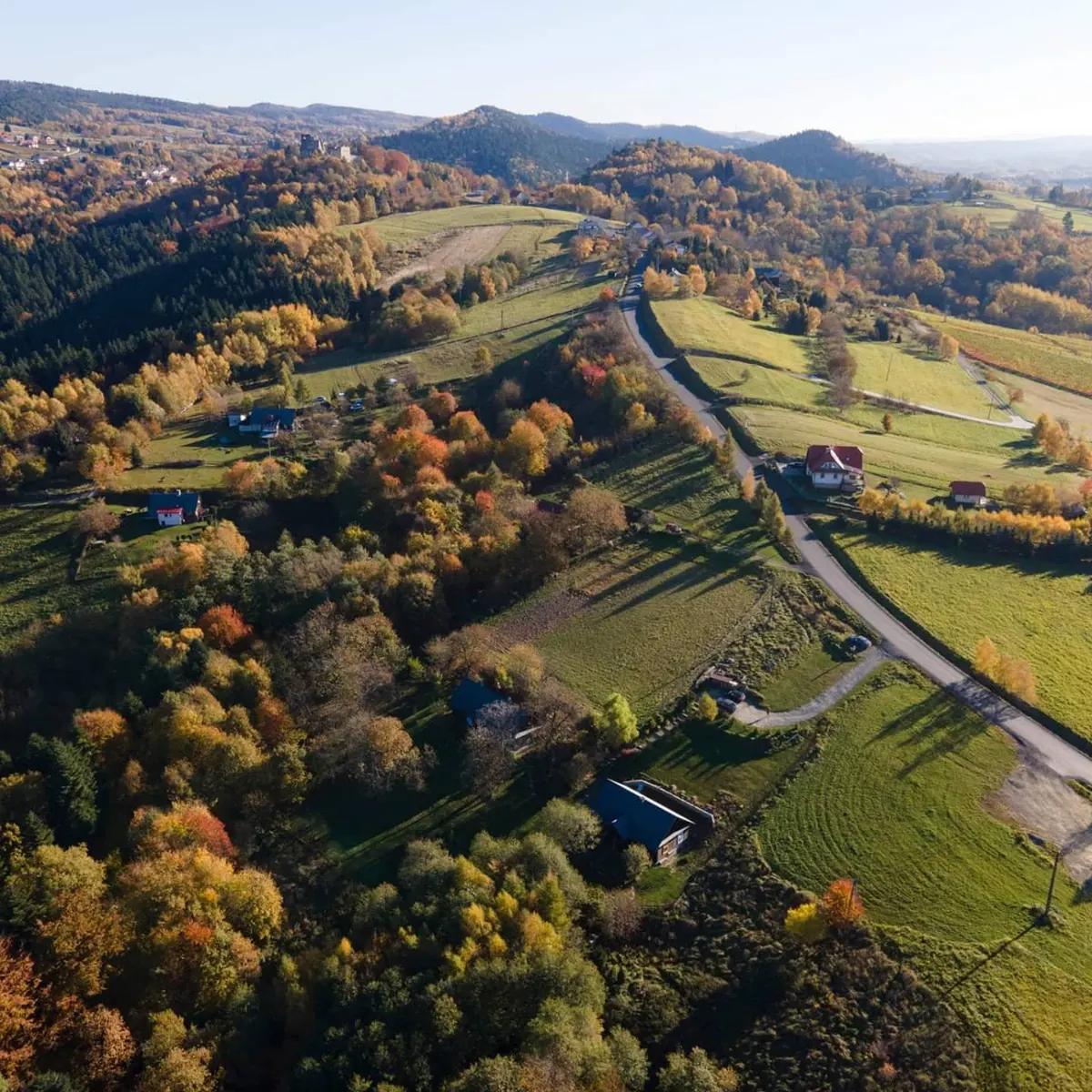 Вид на польскую деревушку сверху