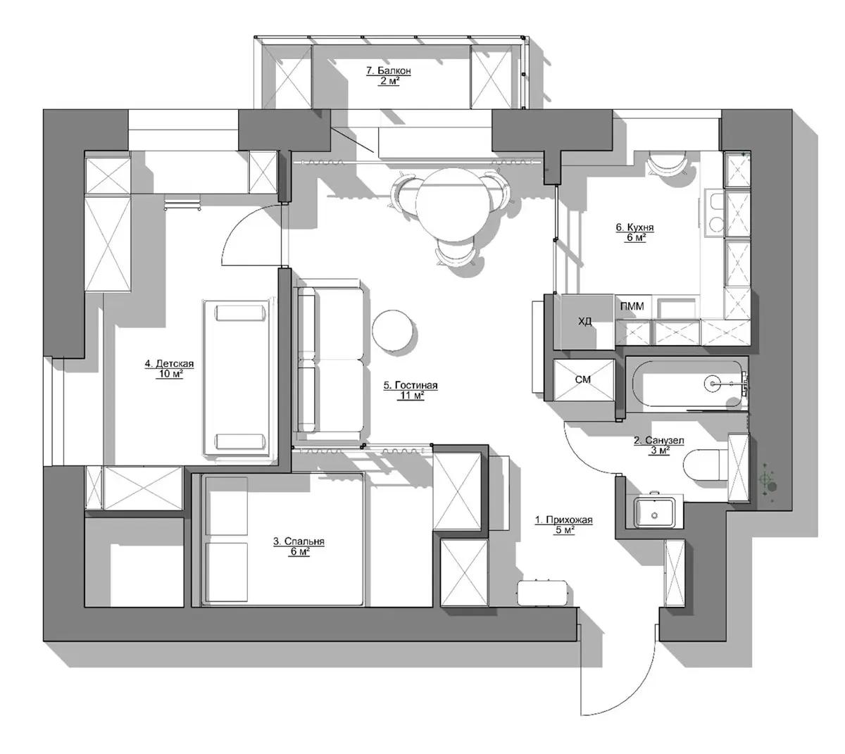 Переланировка 2-комнатной квартиры в хрущевском доме