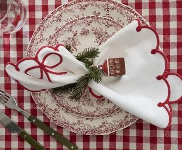 Сервировка стола с помощью салфетки и тарелки