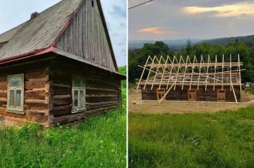 Строящийся дом в Польше под пасмурным небом