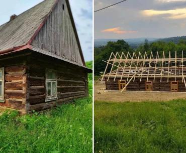 Строящийся дом в Польше под пасмурным небом