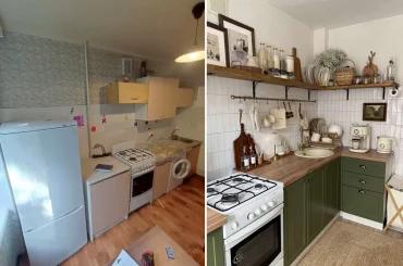 Ремонт до и после на кухне в брежневке