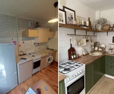 Ремонт до и после на кухне в брежневке