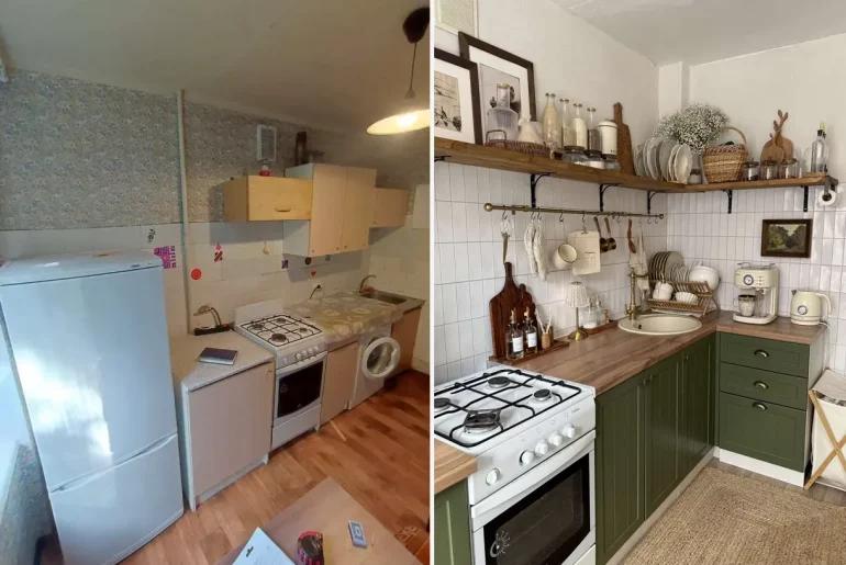 Ремонт до и после на кухне в брежневке