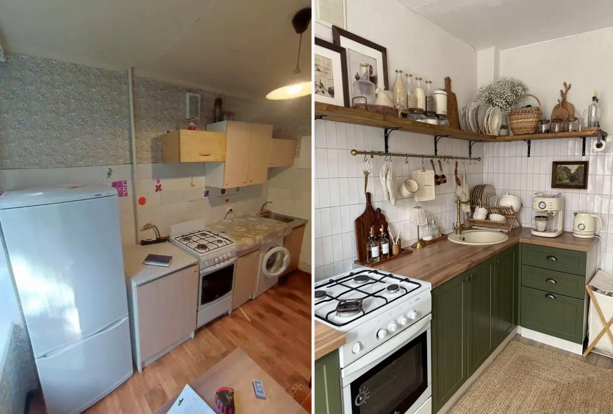 Ремонт до и после на кухне в брежневке