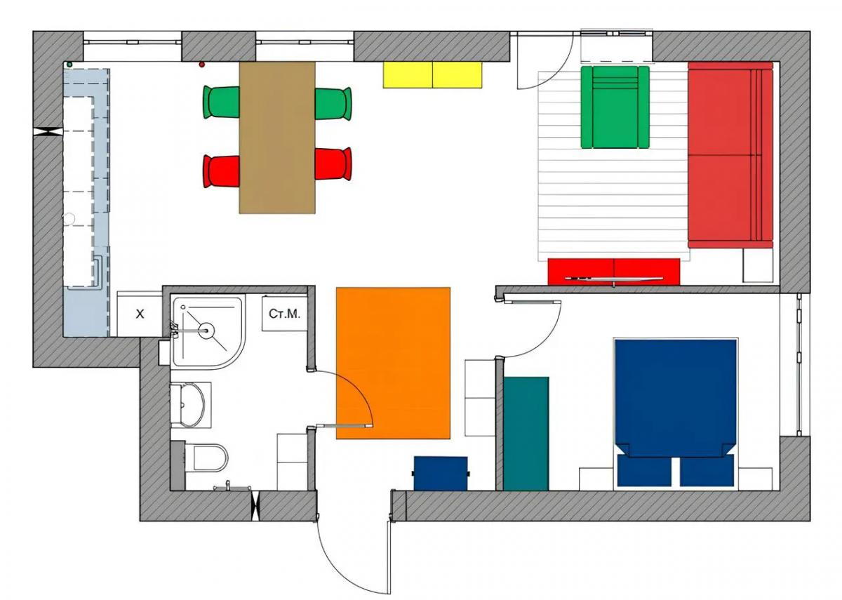 План квартиры 49 кв.м. в хрущевке после перепланировки