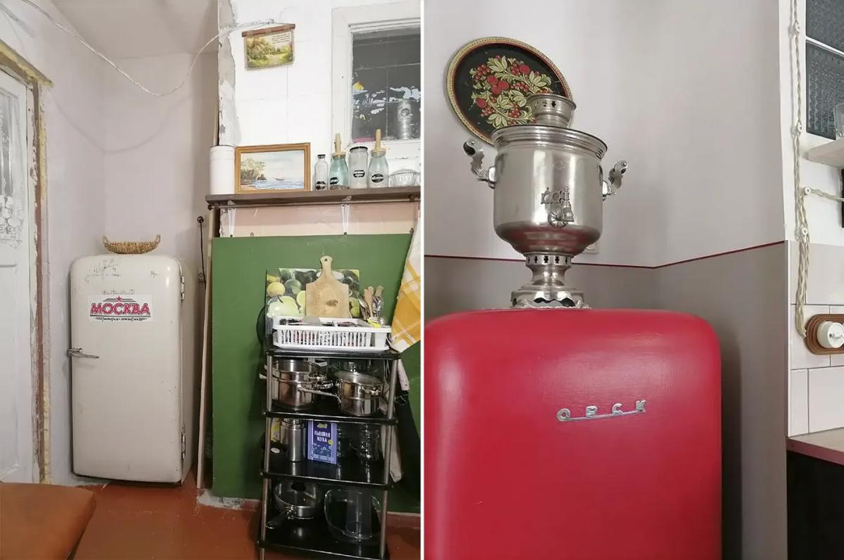 Кухня в ретро-стиле до и после