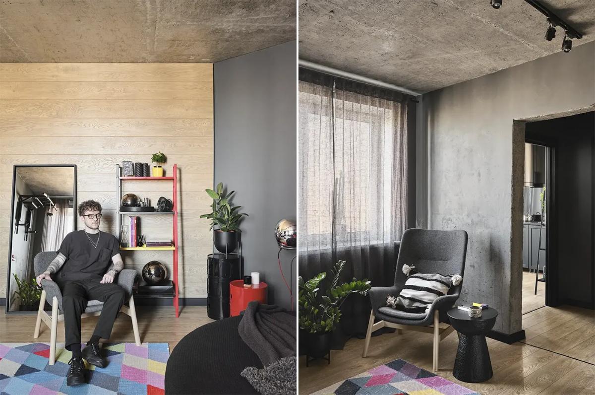 Мужской интерьер в стиле лофт в Мурино, дизайнер Кирилл Пономаренко